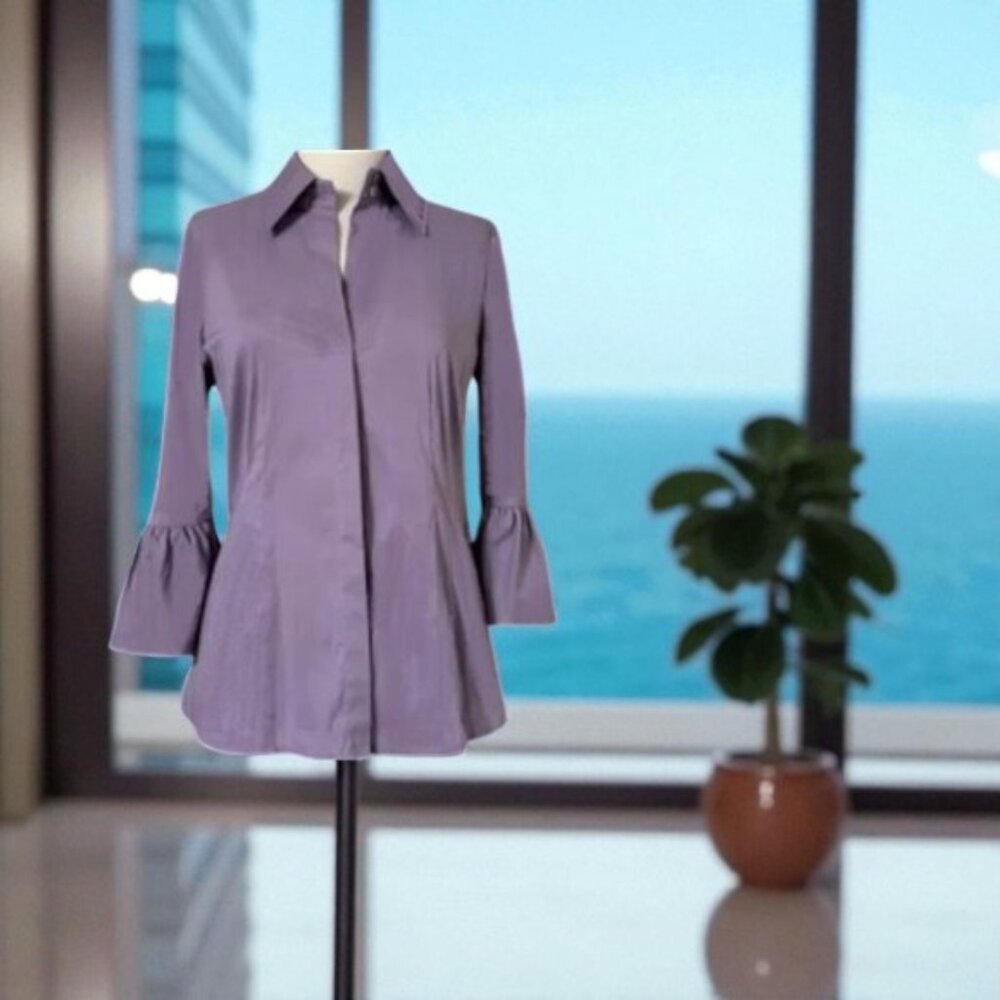 BCBGMaxazria Button Down ¾ Bell Sleeves Blouse